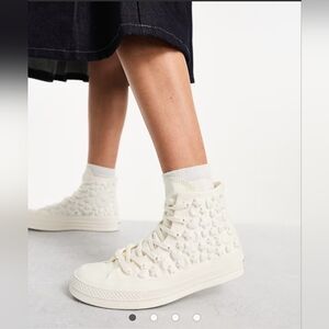 Converse Chuck Taylor Platform 3D Floral White Youth Kawaii Y2K Styl Sz 5 Preppy